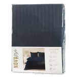 Pościel satynowa 220x200 VERA jednokolorowa gładka granatowa w prążki - 2