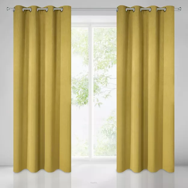 Zasłona na przelotkach 135x250 ROSSIE zaciemniająca musztardowa jednokolorowa