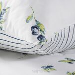 Pościel satynowa 160x200 RAYA 4 biała granatowa nadruk jagód - 2