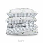 Pościel satynowa 160x200 RAYA 4 biała granatowa nadruk jagód - 7