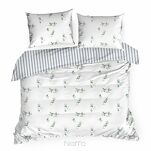 Pościel satynowa 160x200 RAYA 4 biała granatowa nadruk jagód - 6