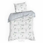 Pościel satynowa 160x200 RAYA 4 biała granatowa nadruk jagód - 5