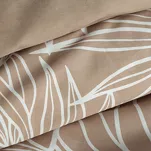 Pościel satynowa 140x200 SPRING 81 jasny brąz z wzorem białych wyrazistych liści z kolekcji Classic - 5