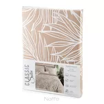 Pościel satynowa 140x200 SPRING 81 jasny brąz z wzorem białych wyrazistych liści z kolekcji Classic - 7