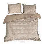 Pościel satynowa 140x200 SPRING 81 jasny brąz z wzorem białych wyrazistych liści z kolekcji Classic - 6