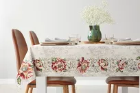 Obrus gobelinowy 140x180 1182 czerwony z wzorem kwiatów piwoni - 6