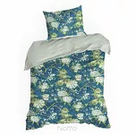 Pościel satynowa 220x200 SPRING 68 niebiesko miętowa nadruk kwiatów - 5