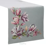 Bieżnik gobelinowy 45x140 1214 popielaty z wzorem różowych kwiatów magnolii - 6