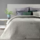 Narzuta na fotel welwetowa 70x160 DIMON srebrna pikowana w geometryczny wzór - 4
