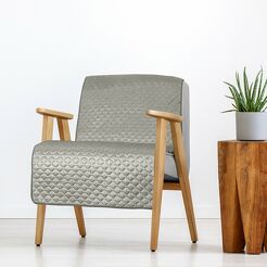 Narzuta na fotel welwetowa 70x160 DIMON srebrna pikowana w geometryczny wzór