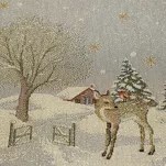 Bieżnik świąteczny 40x100 1163 gobelinowy popielaty z motywem zimowym i połyskującą złotą nicią - 3