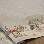 Bieżnik świąteczny 40x100 1163 gobelinowy popielaty z motywem zimowym i połyskującą złotą nicią - 4