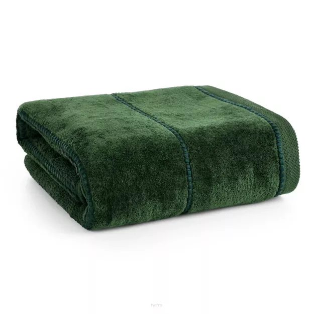 Ręcznik 70x140 MARI zielony z welurową bordiurą w pasy 500 g/m2