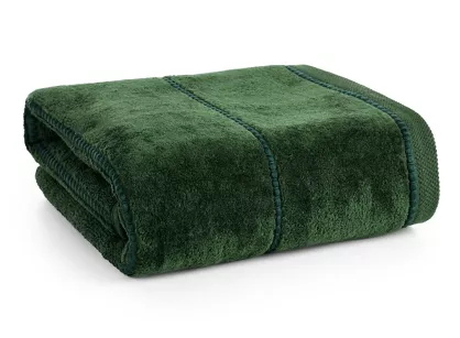 Ręcznik 70x140 MARI zielony z welurową bordiurą w pasy 500 g/m2