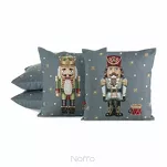 Poszewka świąteczna 45x45 6082 gobelinowa popielata dziadek do orzechów - 3