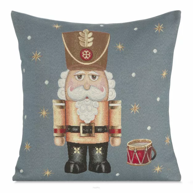 Poszewka świąteczna 45x45 6082 gobelinowa popielata dziadek do orzechów