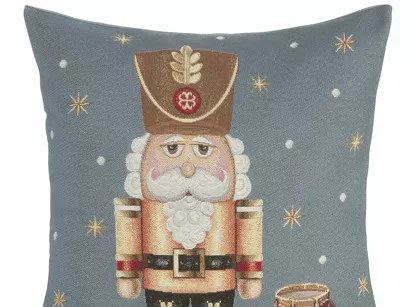 Poszewka świąteczna 45x45 6082 gobelinowa popielata dziadek do orzechów