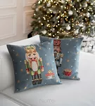 Poszewka świąteczna 45x45 6080 gobelinowa popielata z wzorem dziadka do orzechów - 2