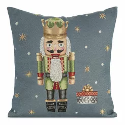 Poszewka świąteczna 45x45 6080 gobelinowa popielata z wzorem dziadka do orzechów