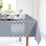 Obrus 140x220 z bieżnikiem 33x220 ANITA 2 popielaty z kontrastowym wzorem botanicznym - 5