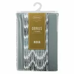Obrus 140x220 z bieżnikiem 33x220 ANITA 2 popielaty z kontrastowym wzorem botanicznym - 5