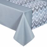 Obrus 140x220 z bieżnikiem 33x220 ANITA 2 popielaty z kontrastowym wzorem botanicznym - 4