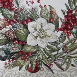 Obrus świąteczny 140x220 4115 gobelinowy z szenili naturalny zielony z gwiazdą betlejemską - 2