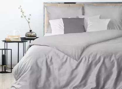 Pościel satynowa 140x200 NOVA 3 jednokolorowa gładka srebrna