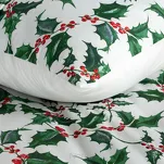 Pościel świąteczna 220x200 TORI biała zielona z motywem ostrokrzewu z mikrowłókna - 7