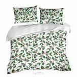 Pościel świąteczna 220x200 TORI biała zielona z motywem ostrokrzewu z mikrowłókna - 3
