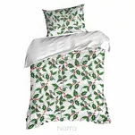 Pościel świąteczna 220x200 TORI biała zielona z motywem ostrokrzewu z mikrowłókna - 4