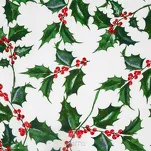 Pościel świąteczna 220x200 TORI biała zielona z motywem ostrokrzewu z mikrowłókna - 5