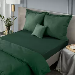 Prześcieradło z bawełny jersey z gumką ciemna zieleń 160x200 Design 91