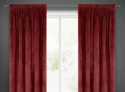 Zasłona gotowa na taśmie 140x270 VILLA welwetowa ciemne bordo jednokolorowa o aksamitnej strukturze