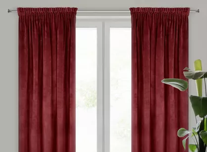 Zasłona na taśmie 140x270 VILLA welwetowa ciemne bordo o aksamitnej strukturze