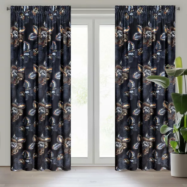 Zasłona gotowa na taśmie 140x270 PEONIA 2 czarna popielata Limited Collection