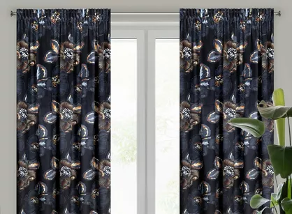 Zasłona gotowa na taśmie 140x270 PEONIA 2 czarna popielata Limited Collection