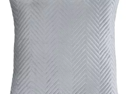 Poszewka welwetowa 45x45 Sofia srebrna pikowana w gęstą jodełkę