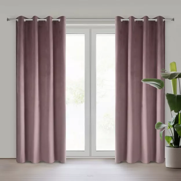 Zasłona na przelotkach 140x250 PIERRE welwetowa pudrowa jednokolorowa