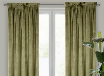 Zasłona na taśmie 140x270 VILLA welwetowa oliwkowa o aksamitnej strukturze