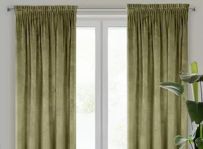 Zasłona na taśmie 140x270 VILLA welwetowa oliwkowa o aksamitnej strukturze