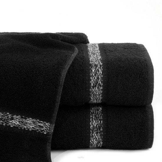 Ręcznik bawełniany 70x140 ALTEA czarny z bordiurą w stylu eko z melanżowym pasem