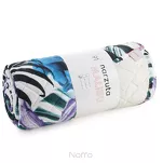 Narzuta pikowana 200x220 MALIBU biała z nadrukiem ciemno zielonych egzotycznych liści Design 91 - 2