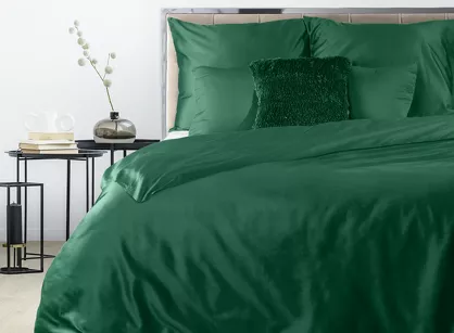 Pościel satynowa 160x200 NOVA 3 jednokolorowa gładka ciemna zieleń