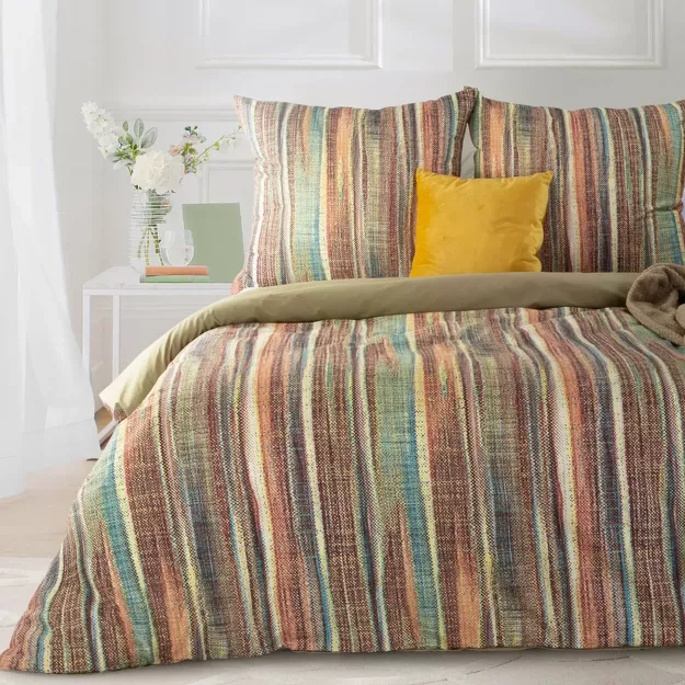 Pościel bawełniana 220x200 ADA 3 kolorowa w pasy