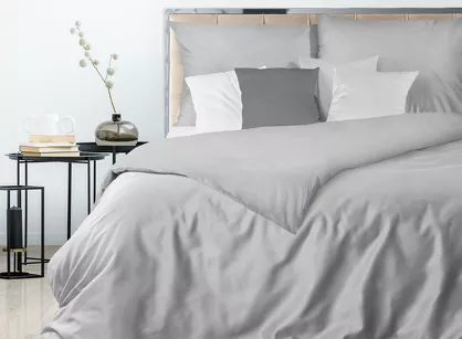 Pościel satynowa 180x200 NOVA 3 jednokolorowa gładka srebrna