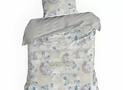 Pościel z mikrowłókna 140x200 JULIA beżowa z wzorem kwiatów Design 91