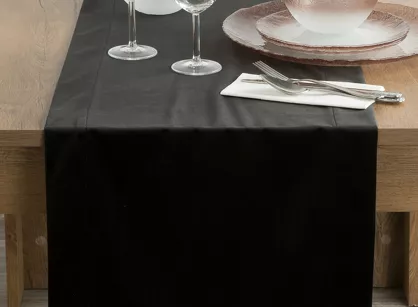 Bieżnik welwetowy 40x140 MELINDA czarny wykończony mankietem