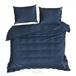 Pościel satynowa 140x200 VERA jednokolorowa gładka granatowa w prążki - 3