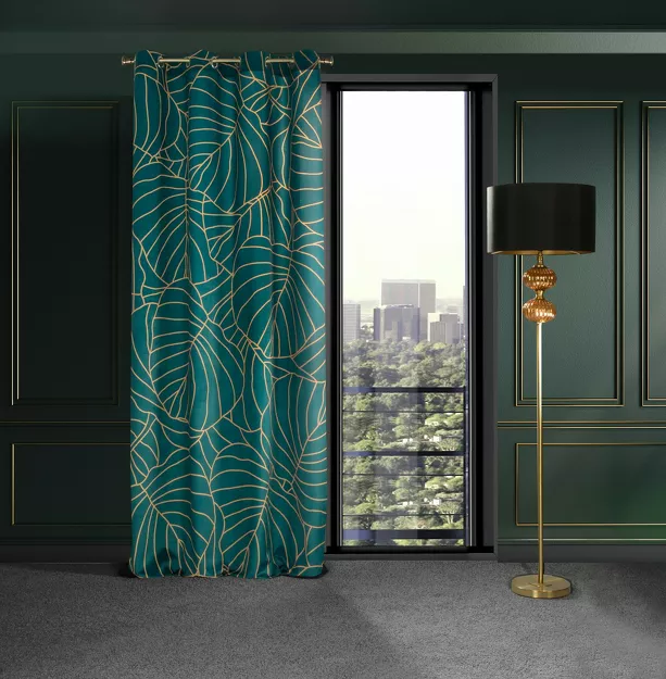 Zasłona gotowa na przelotkach 140x250 LILI 2 turkusowa beżowa Limited Collection